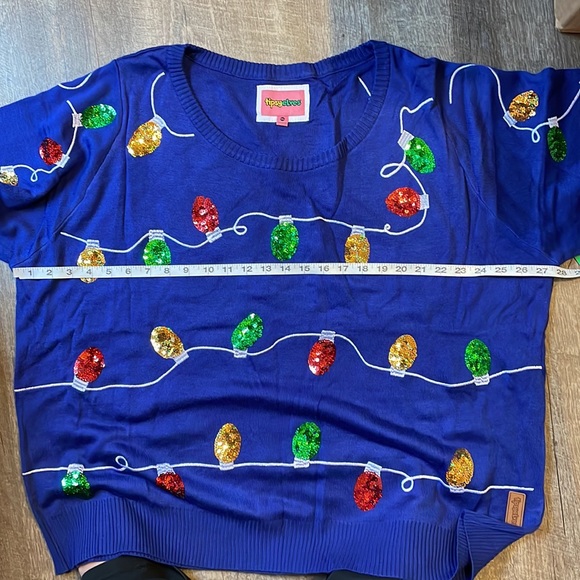 Tipsy Elves Blue Sequin Holiday Lights Ugly Christmas Sweater - Size XXL - Picture 8 of 9